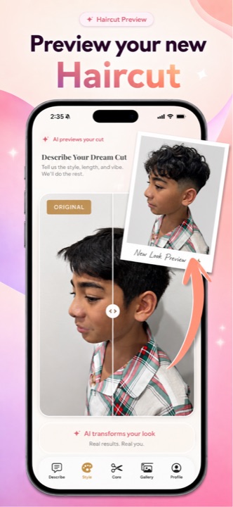 Describe your dream haircut and preview it, shown with a boy's skin fade