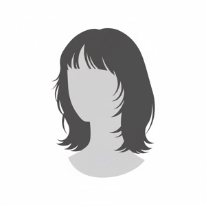 Curtain bangs hairstyle silhouette